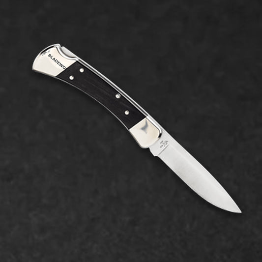 110 Folding Hunter Knife - Nickel Silver Drop Point - BladeWolf A2Z image 8