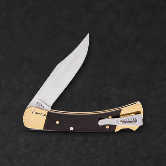 Slim Heritage Elite MagnaCut Folding Pocket Knife - Ebony & Brass (Model 110)