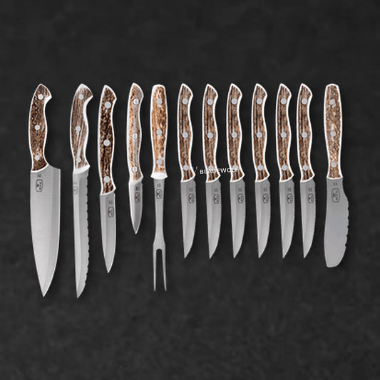 12 Piece Kitchen Cutlery Set with Wood Block, Elk