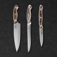 3 Piece Cutlery Set with Wood Block, Elk | Chef Kitchen Knife - BladeWolf A2Z image 2