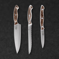 3 Piece Cutlery Set with Wood Block, Elk | Chef Kitchen Knife - BladeWolf A2Z image 7