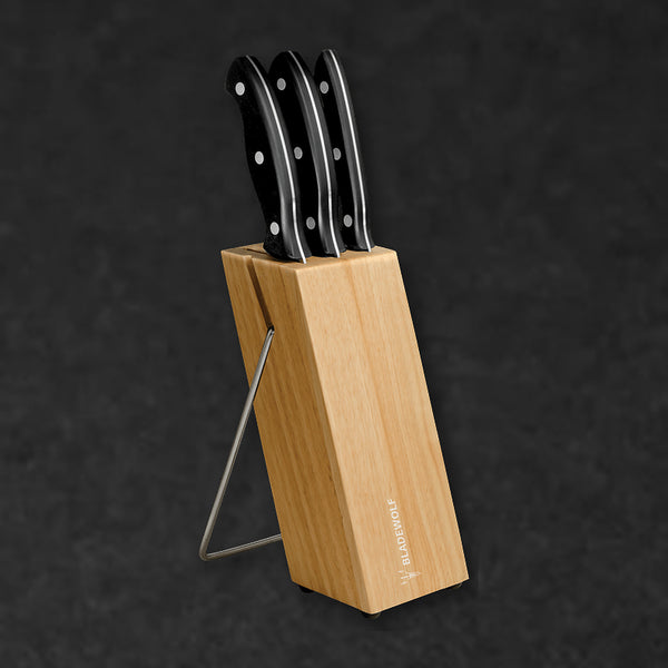 3 Piece Cutlery Set with Wood Block | Chef Kitchen Knife - BladeWolf A2Z image 1