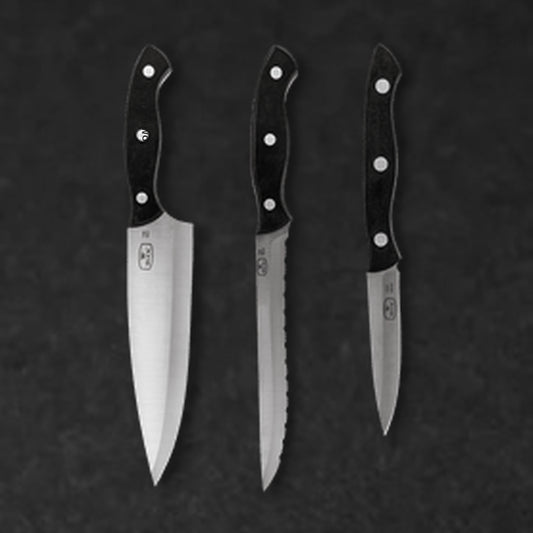 3 Piece Cutlery Set with Wood Block | Chef Kitchen Knife - BladeWolf A2Z image 2