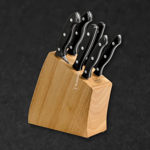 6 Piece Cutlery Set with Wood Block | Chef Kitchen Knife - BladeWolf A2Z image 1