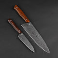 The Minimalist Hand-Forged Damascus Steel 2-Knife Kitchen Set