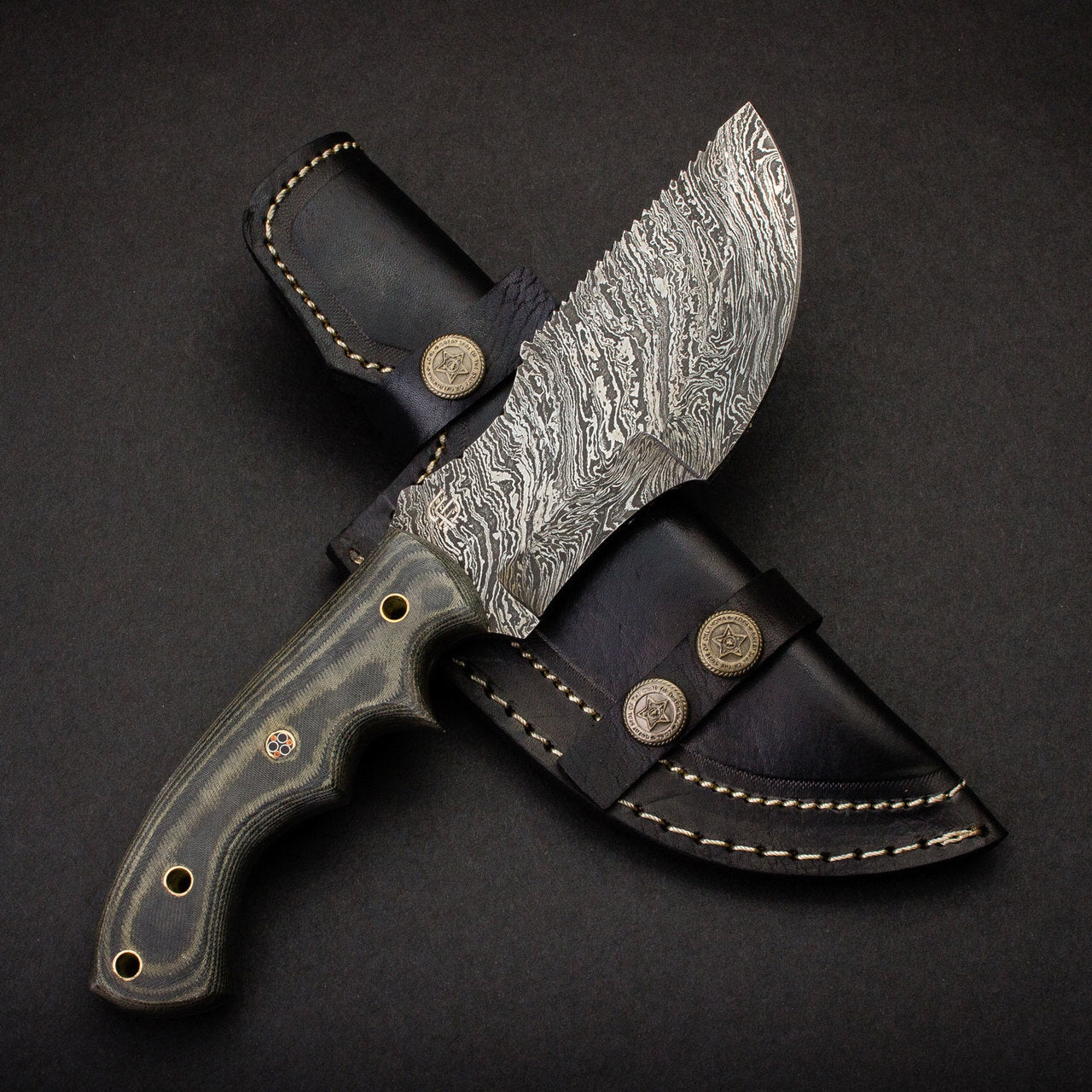 Ironside Hand-Forged Damascus Steel Tracker - G10