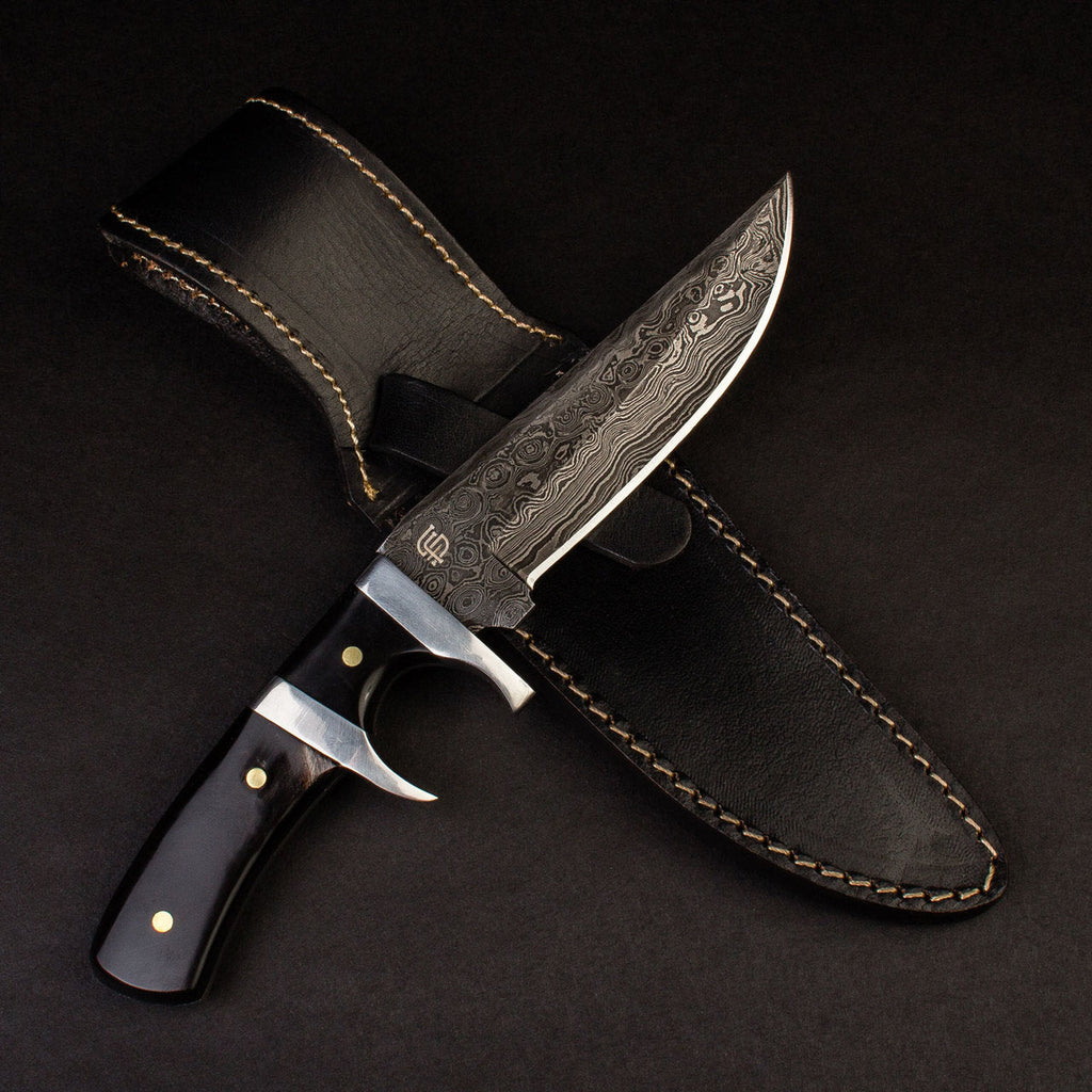 Hector Hand-Forged Damascus Steel Sub-Hilt Knife - Black G10