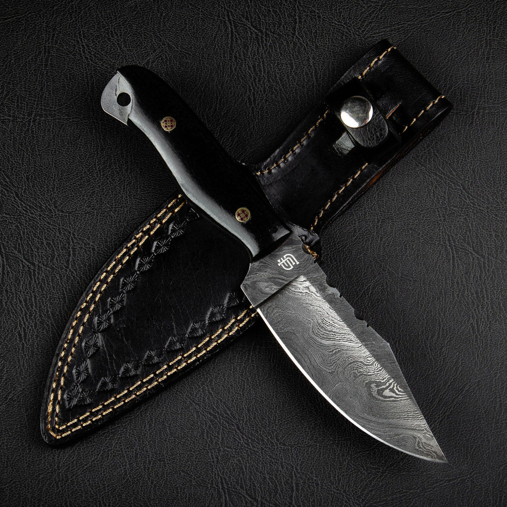 Becknell Hand-Forged Damascus Steel Hunting Knife - Black G10
