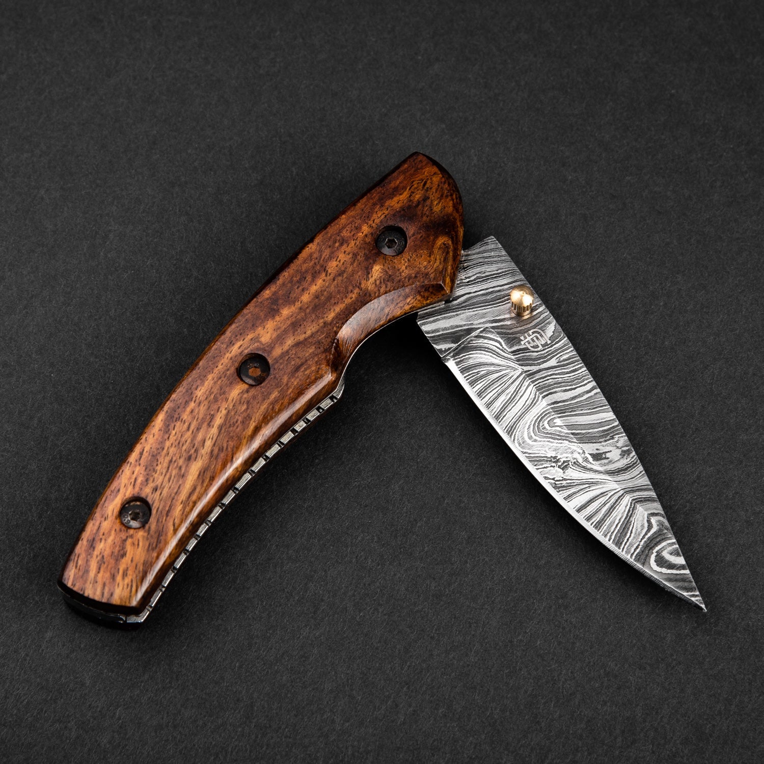 The Londoner Hand-Forged Damascus Steel Folding Knife - Tali Wood