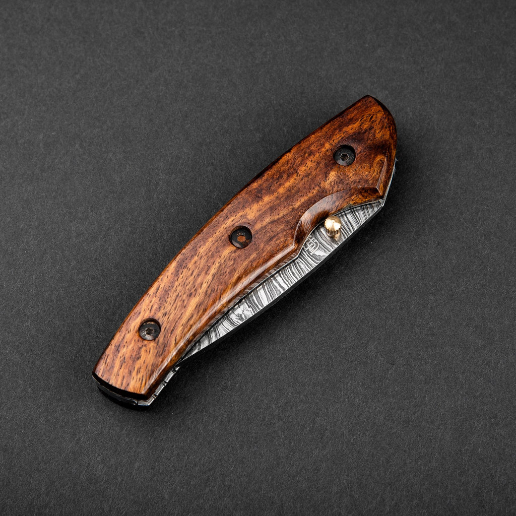 The Londoner Hand-Forged Damascus Steel Folding Knife - Tali Wood