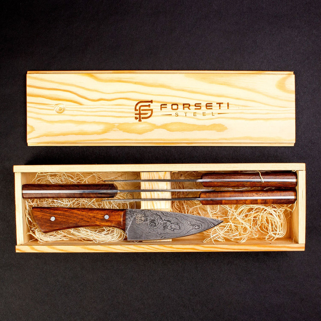 Cattleman Hand-Forged Damascus Steel Steak Knife - Individual