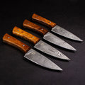 Cattleman Hand-Forged Damascus Steel Steak Knives - Set of 4