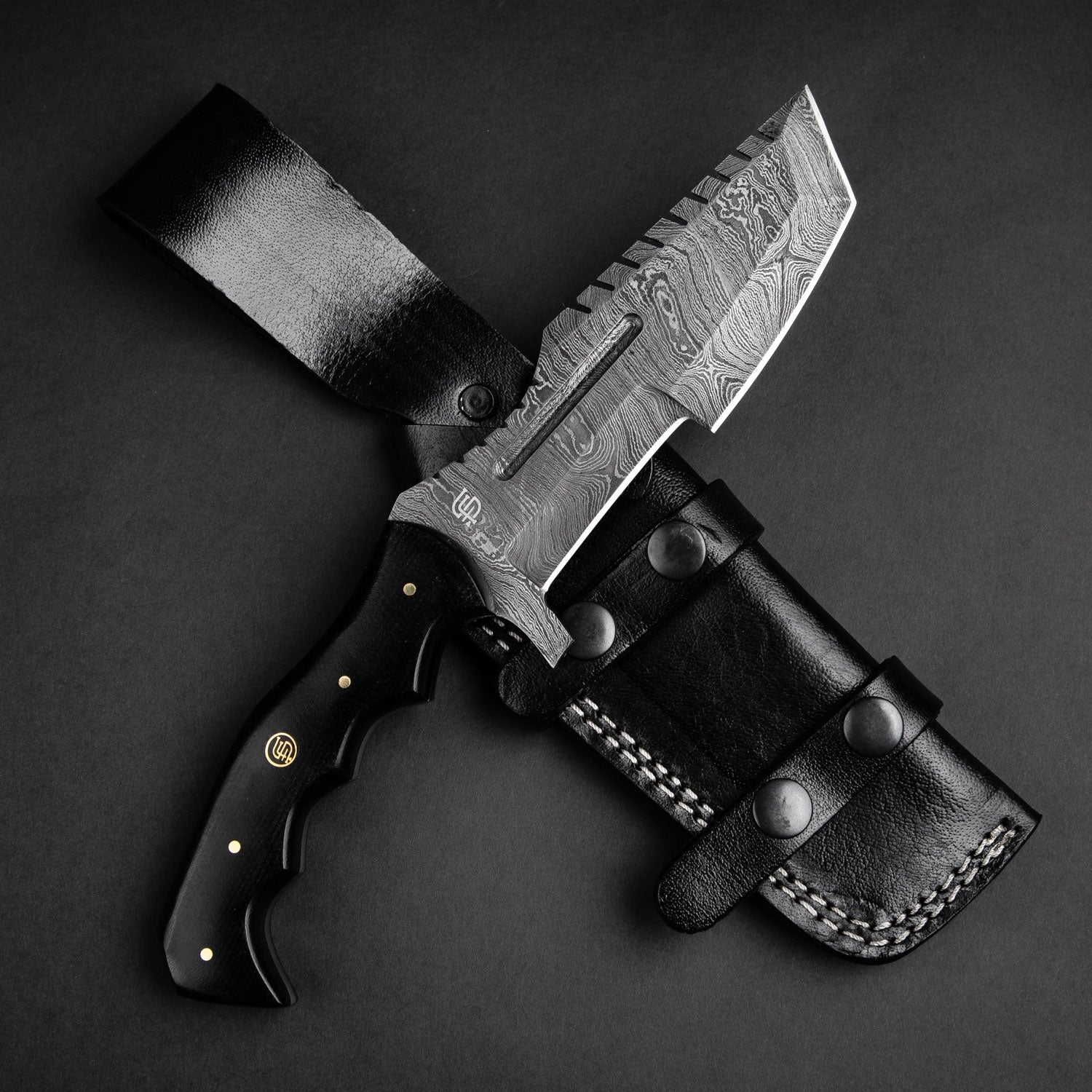 Kimura Hand-Forged Damascus Steel Warrior Tanto Knife - Black G10