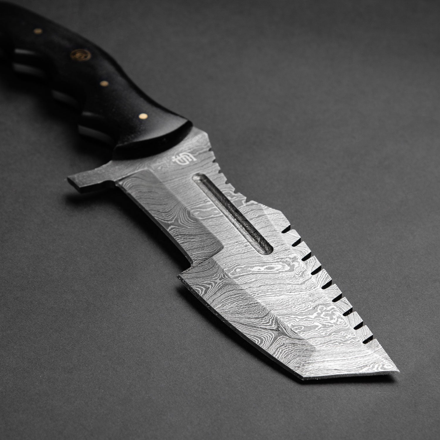 Kimura Hand-Forged Damascus Steel Warrior Tanto Knife - Black G10
