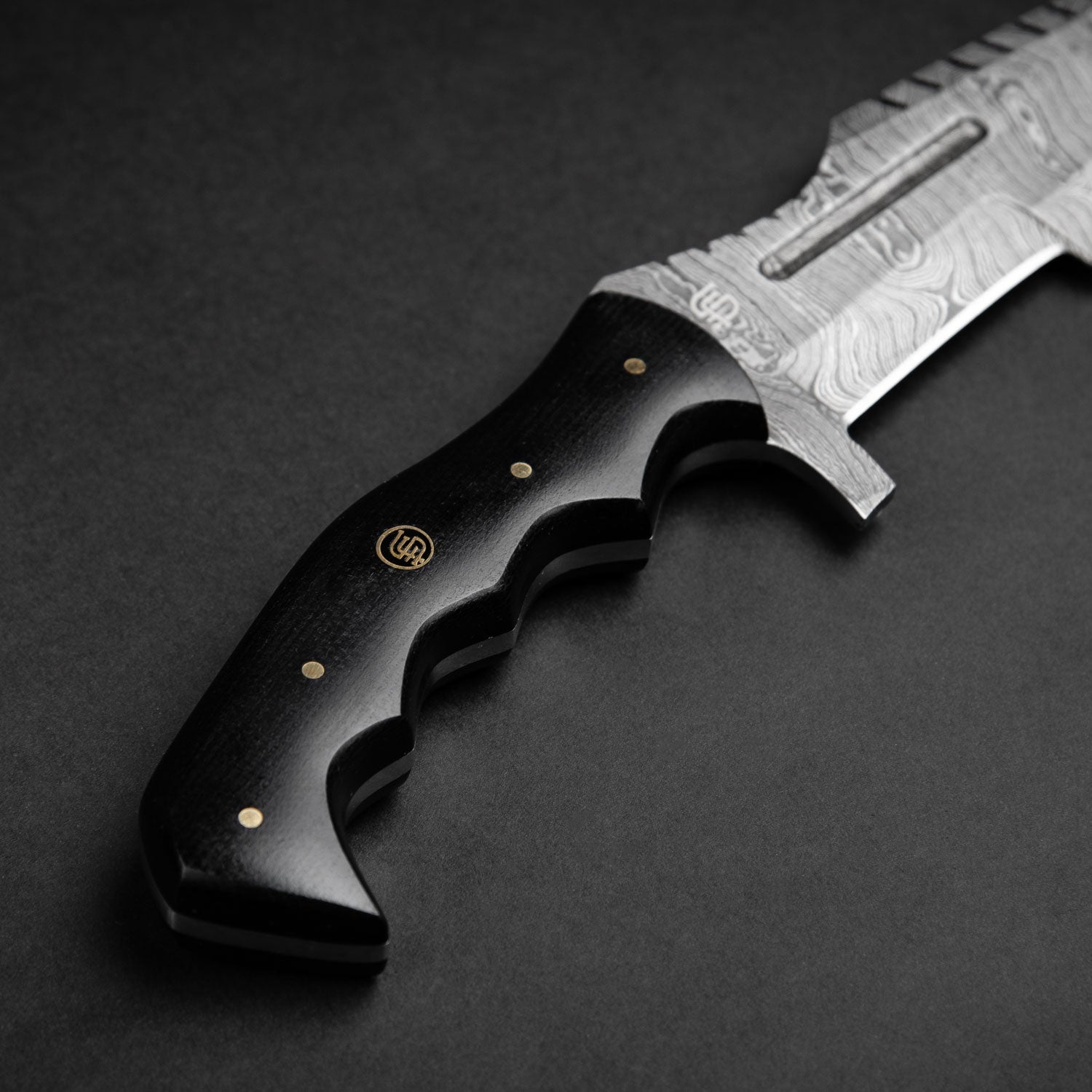 Kimura Hand-Forged Damascus Steel Warrior Tanto Knife - Black G10