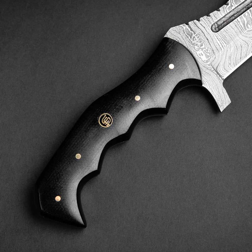 Kimura Hand-Forged Damascus Steel Warrior Tanto Knife - Black G10
