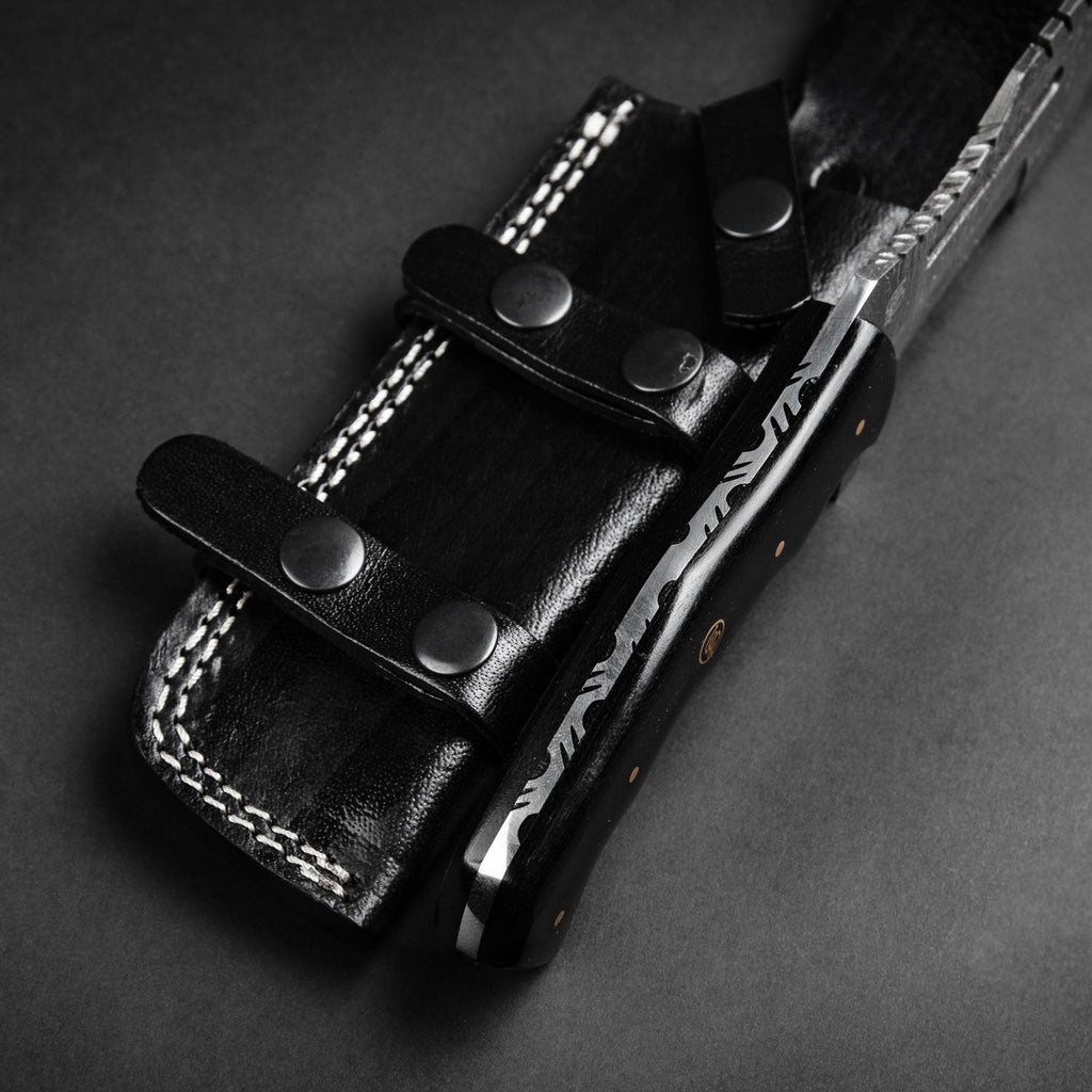 Kimura Hand-Forged Damascus Steel Warrior Tanto Knife - Black G10