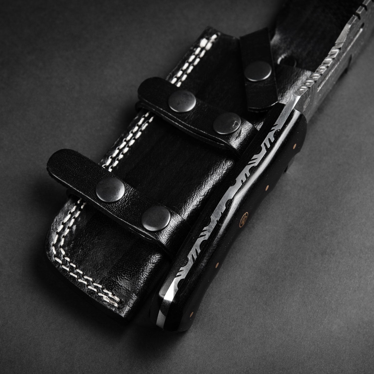 Kimura Hand-Forged Damascus Steel Warrior Tanto Knife - Black G10