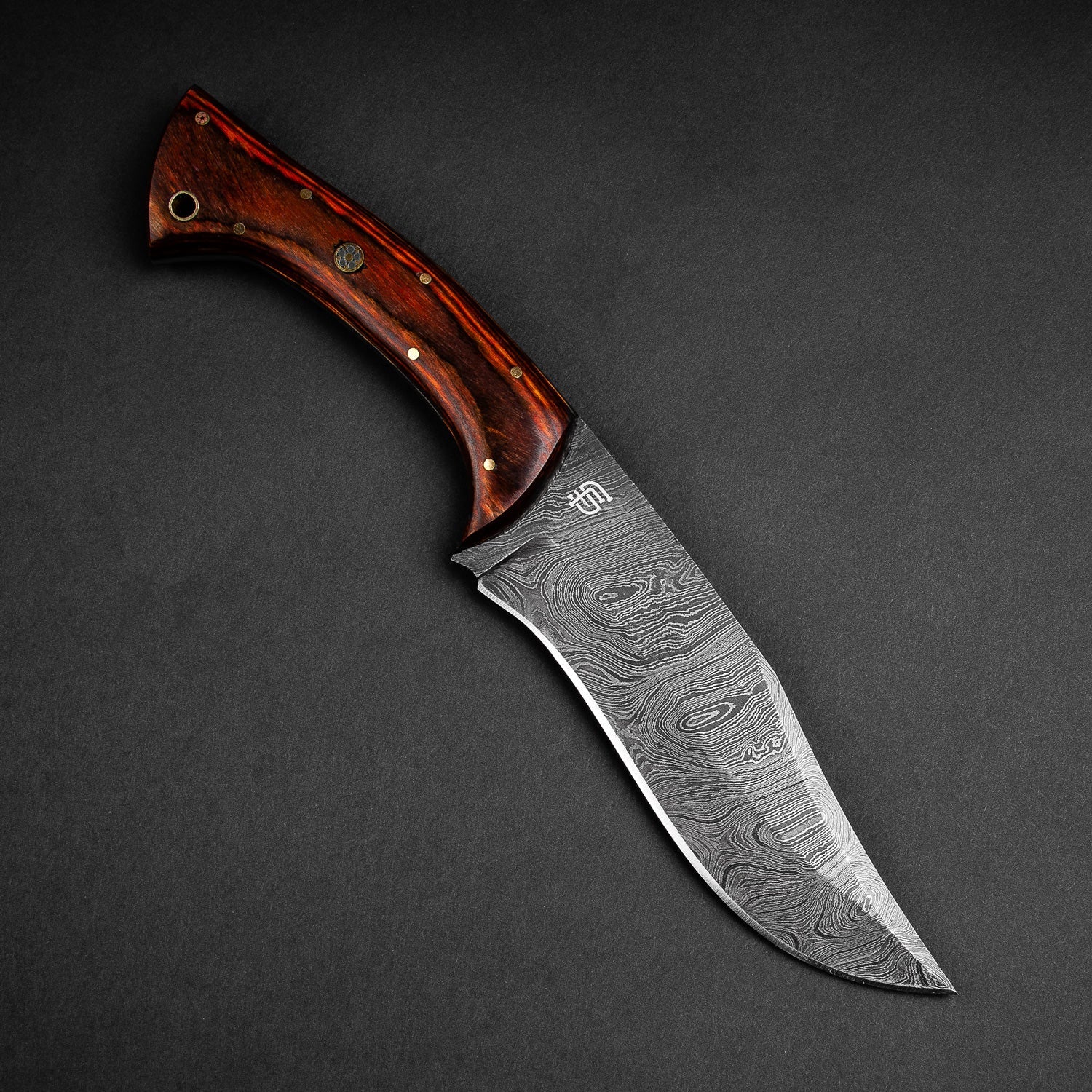 Scythian Hand-Forged Damascus Steel Hunting Knife - Pakkawood