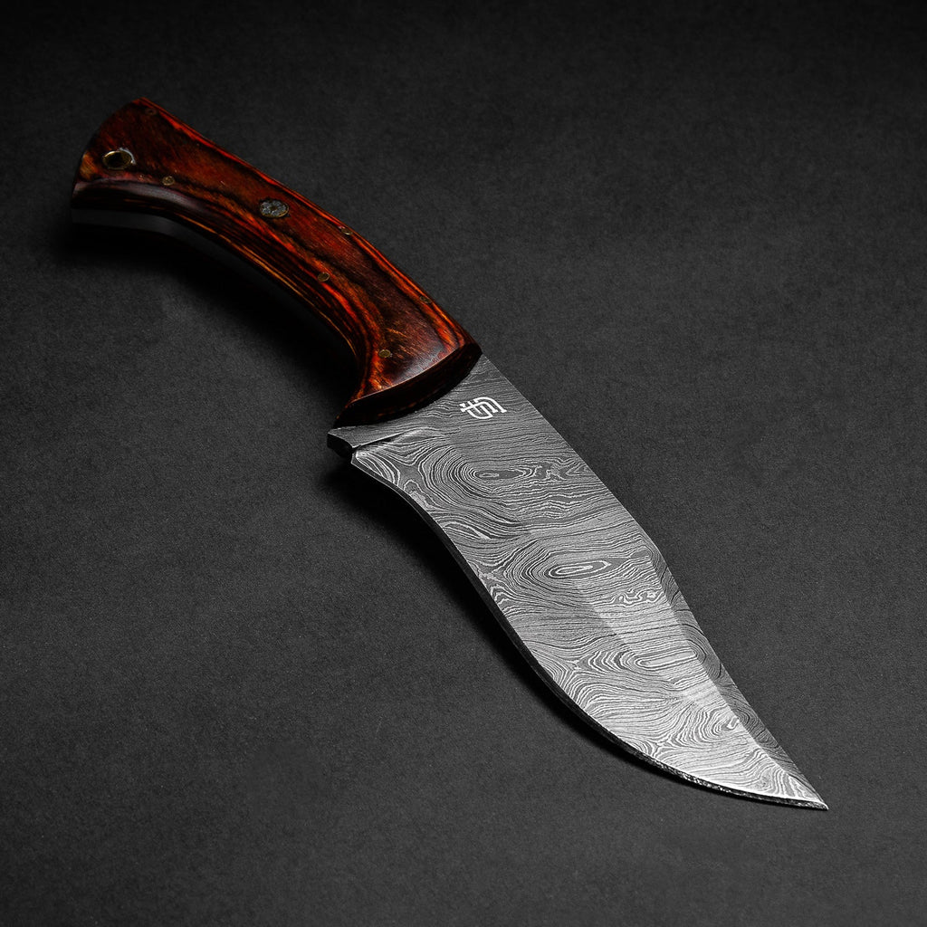Scythian Hand-Forged Damascus Steel Hunting Knife - Pakkawood