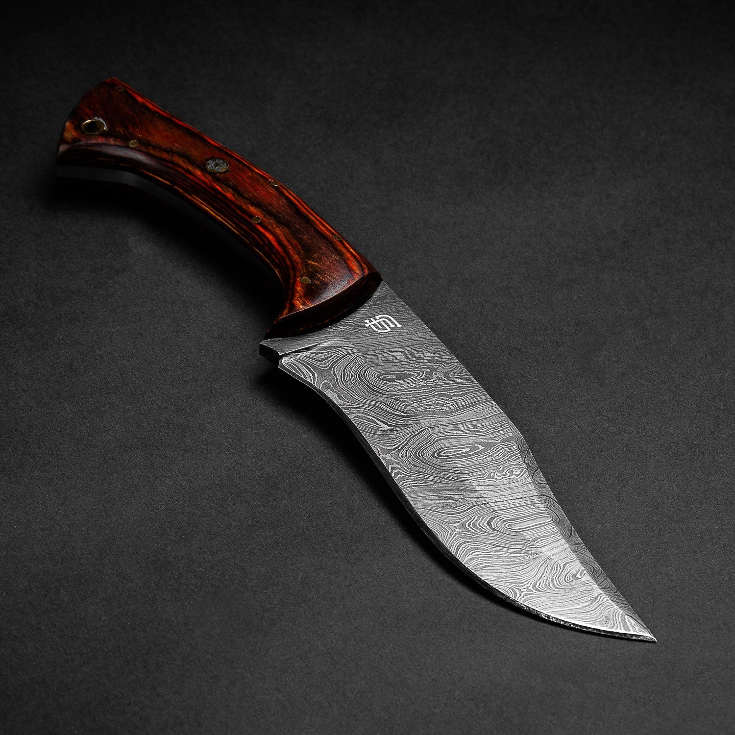 Scythian Hand-Forged Damascus Steel Hunting Knife - Pakkawood