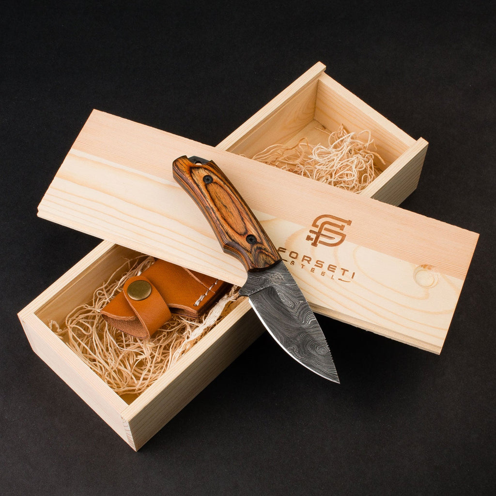 Boone Hand-Forged Damascus Steel Skinner -Tali Wood