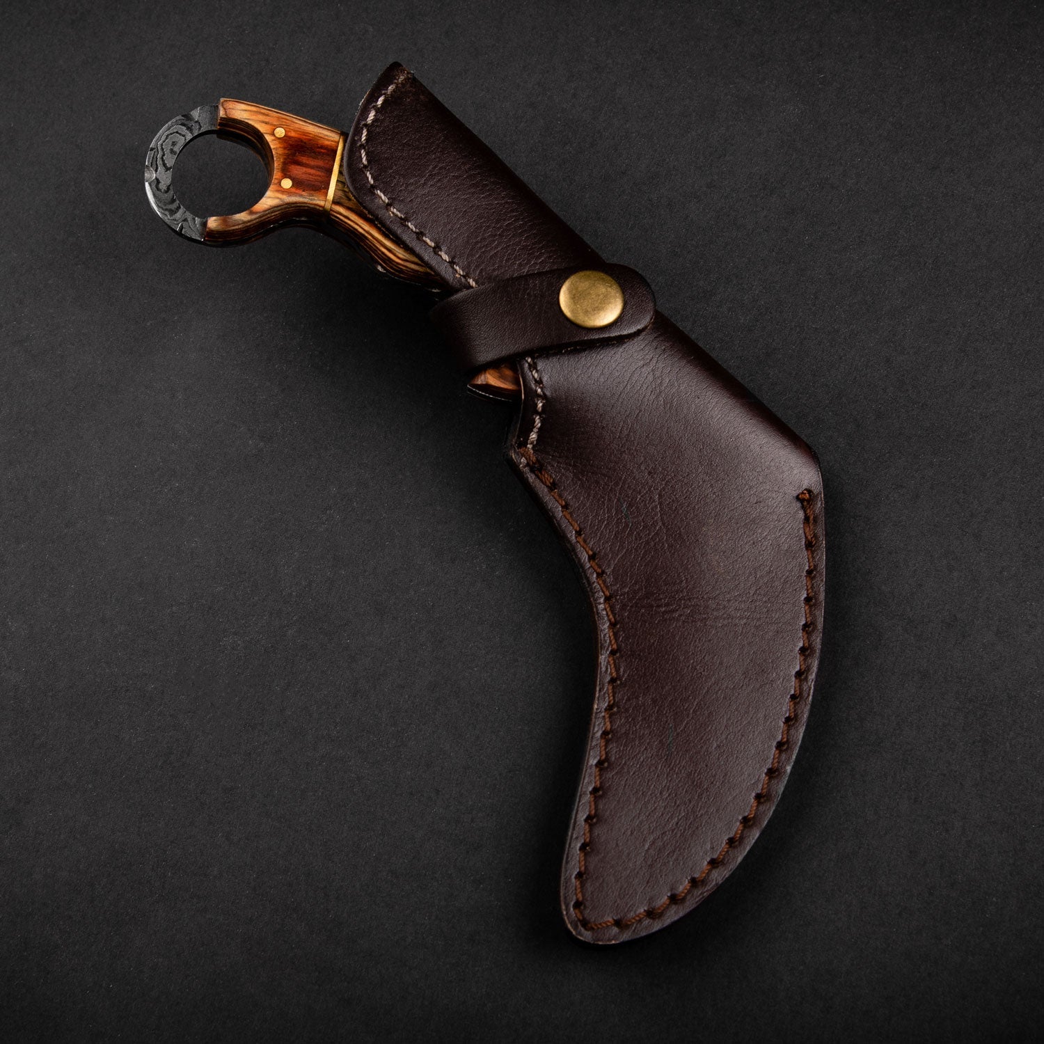 Tiger's Claw Hand-Forged Damascus Steel Karambit - Tali Wood