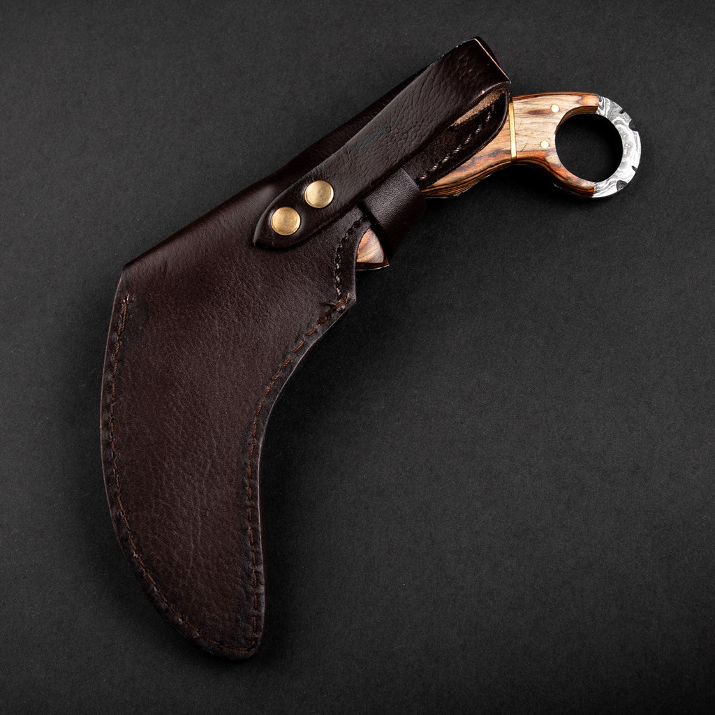 Tiger's Claw Hand-Forged Damascus Steel Karambit - Tali Wood