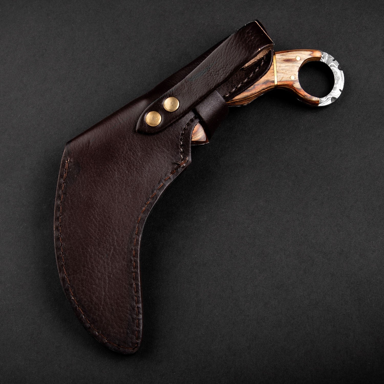 Tiger's Claw Hand-Forged Damascus Steel Karambit - Tali Wood