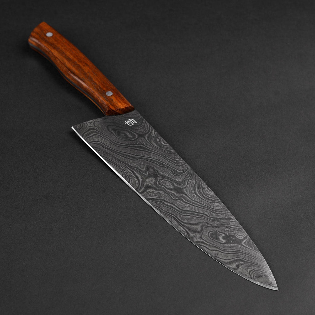 Kodiak Hand-Forged Damascus Steel 8" Chef Knife - Walnut