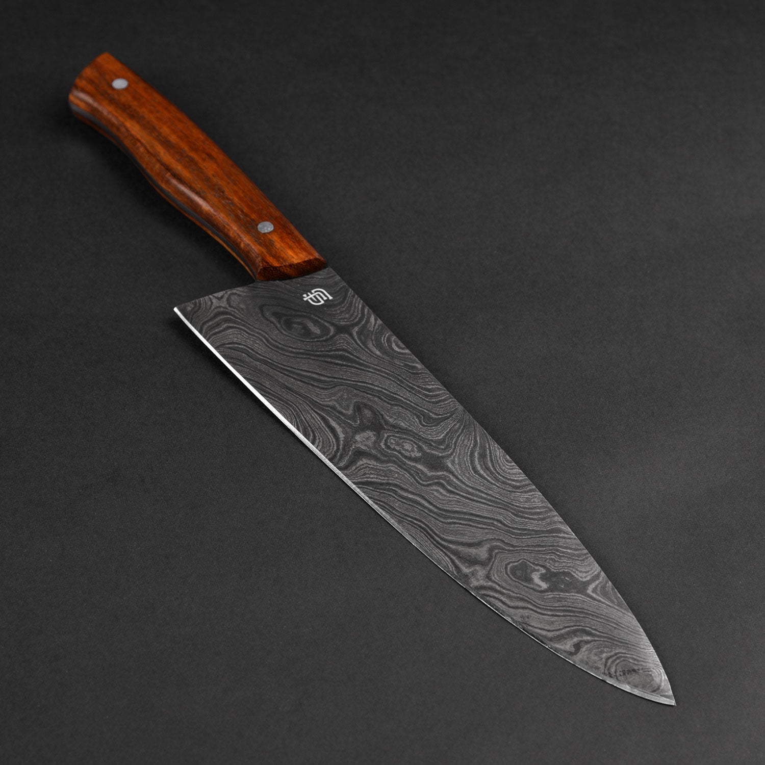 Kodiak Hand-Forged Damascus Steel 8" Chef Knife - Walnut