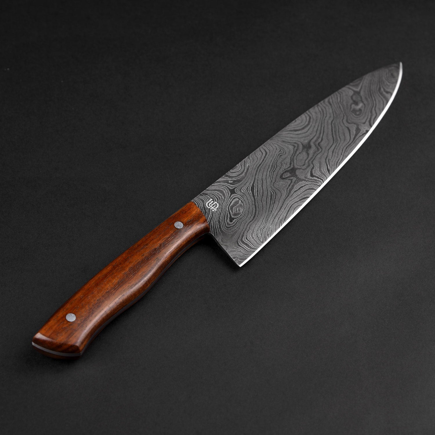 Kodiak Hand-Forged Damascus Steel 8" Chef Knife - Walnut