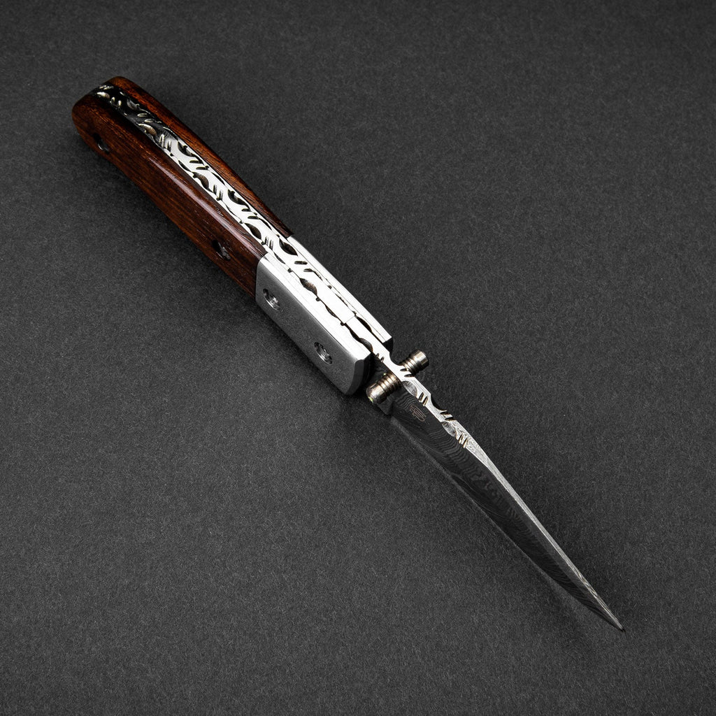 JH Patterson Hand-Forged Damascus Steel Folding Knife - Tali Wood