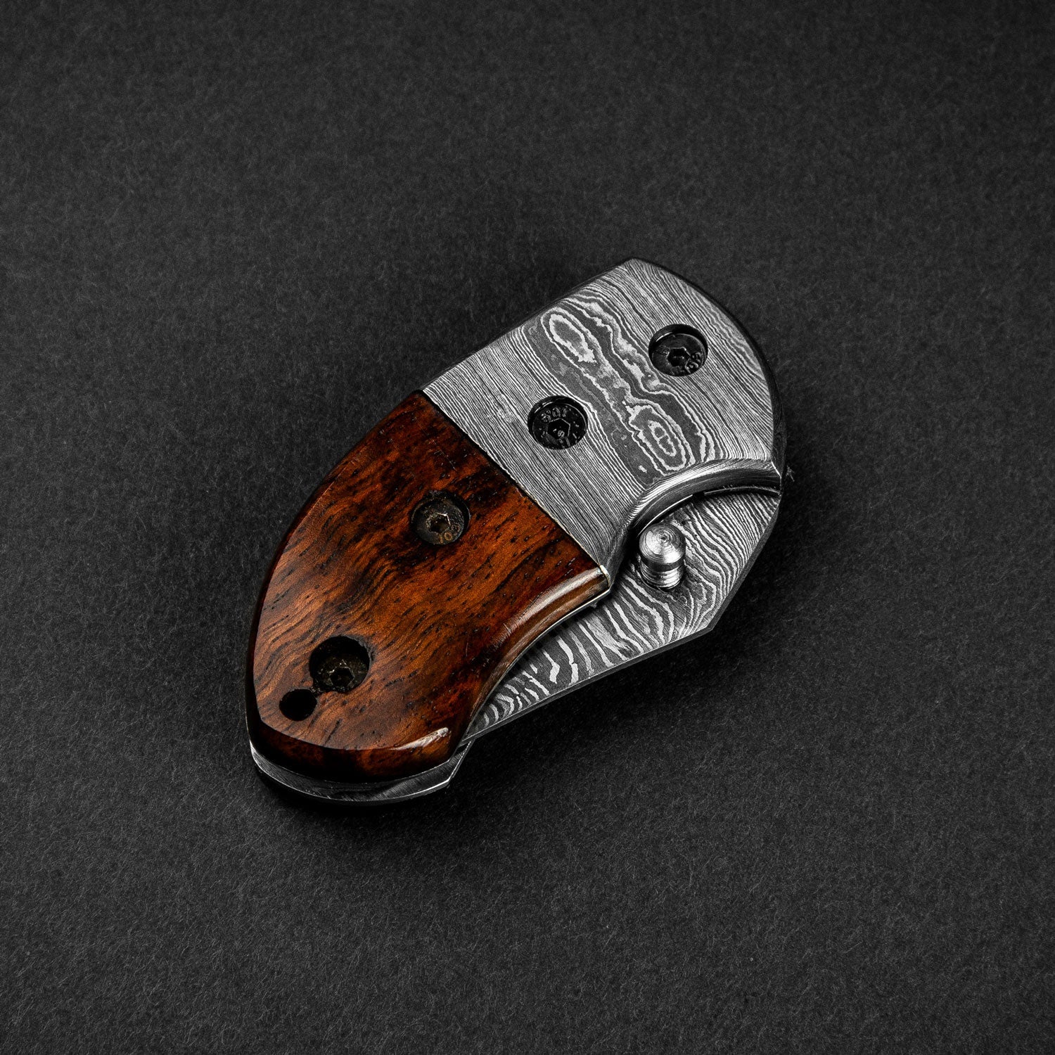 Lightoller Hand-Forged Damascus Steel EDC Folding Knife - Rosewood