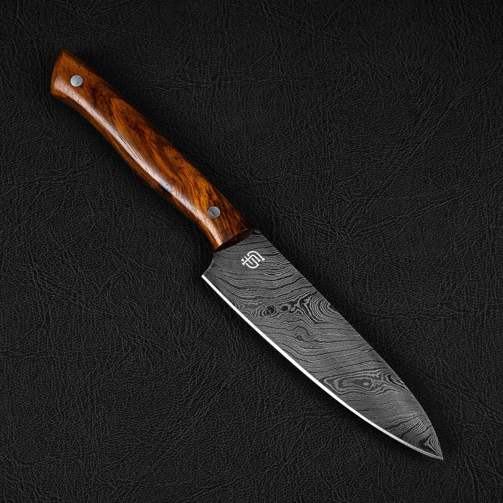 Epicure Hand-Forged Damascus Steel 5" Petty Utility Knife - Walnut