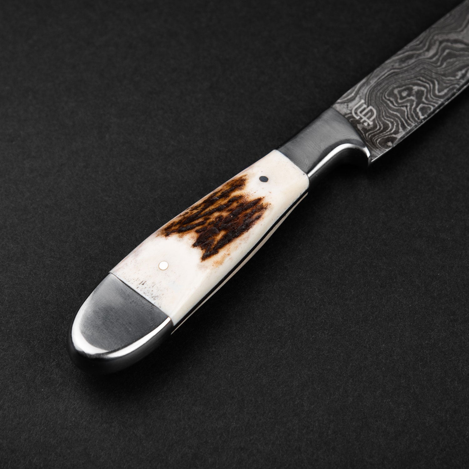 Denton Hand-Forged Damascus Steel Steak Knife - Stag Antler