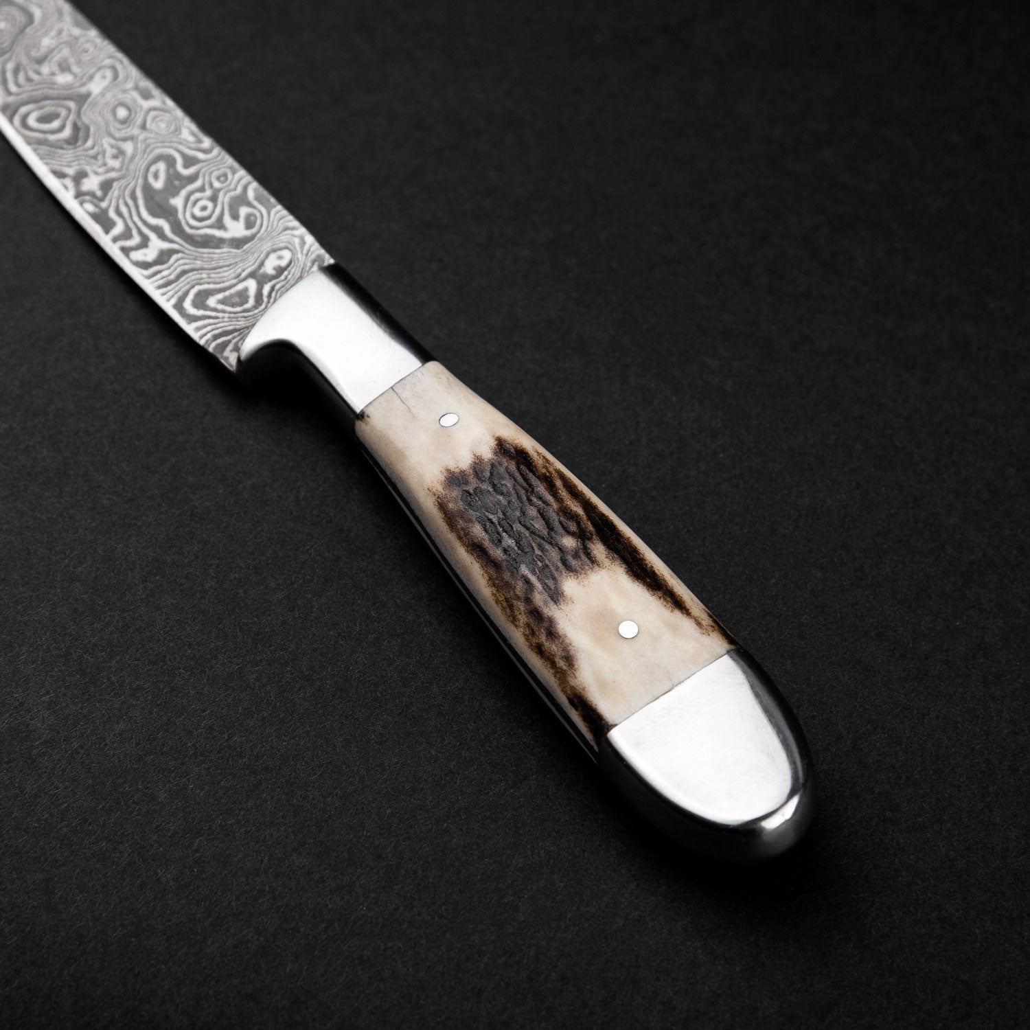 Denton Hand-Forged Damascus Steel Steak Knife - Stag Antler