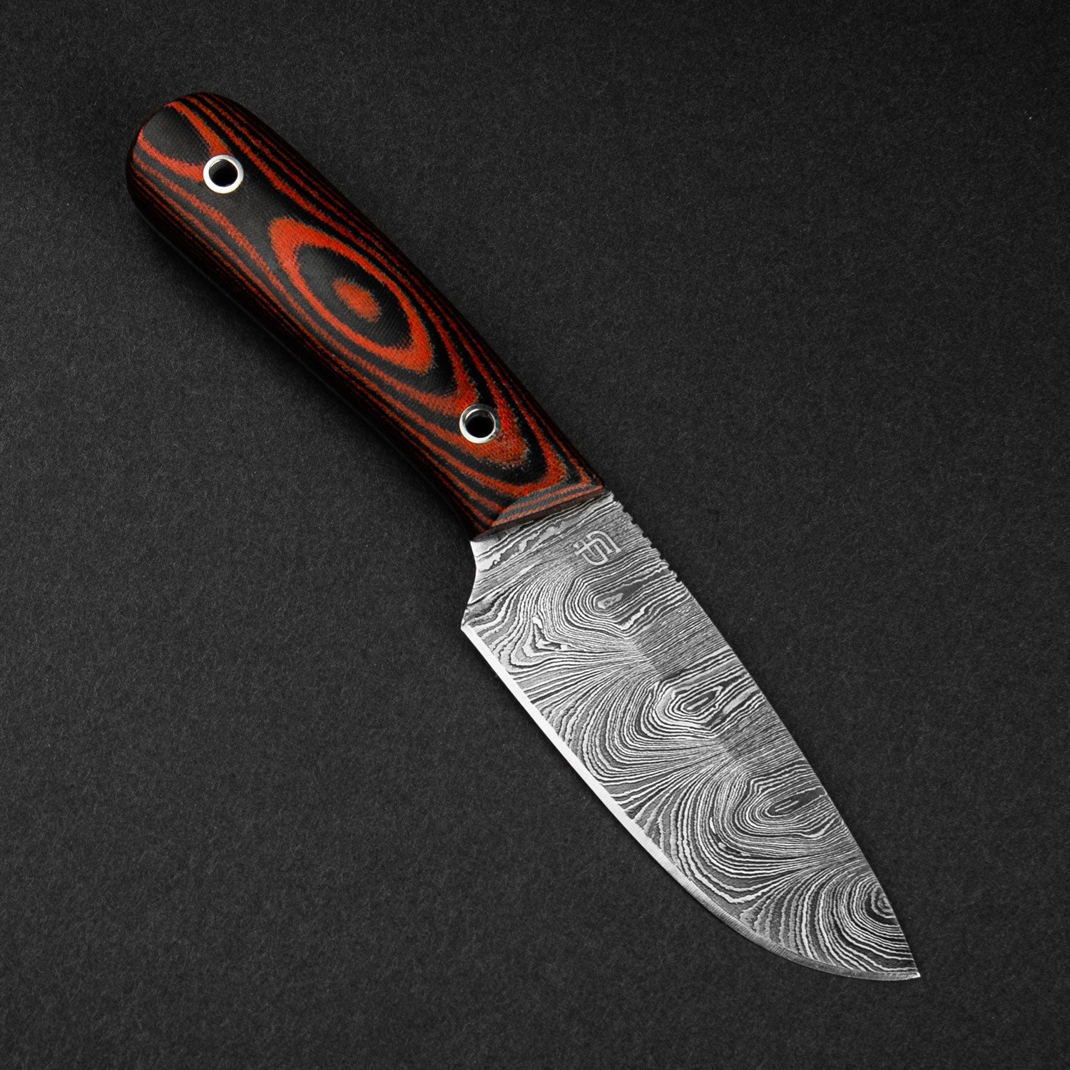 Hand-Forged Damascus Steel EDC Knife - Orange and Black G10