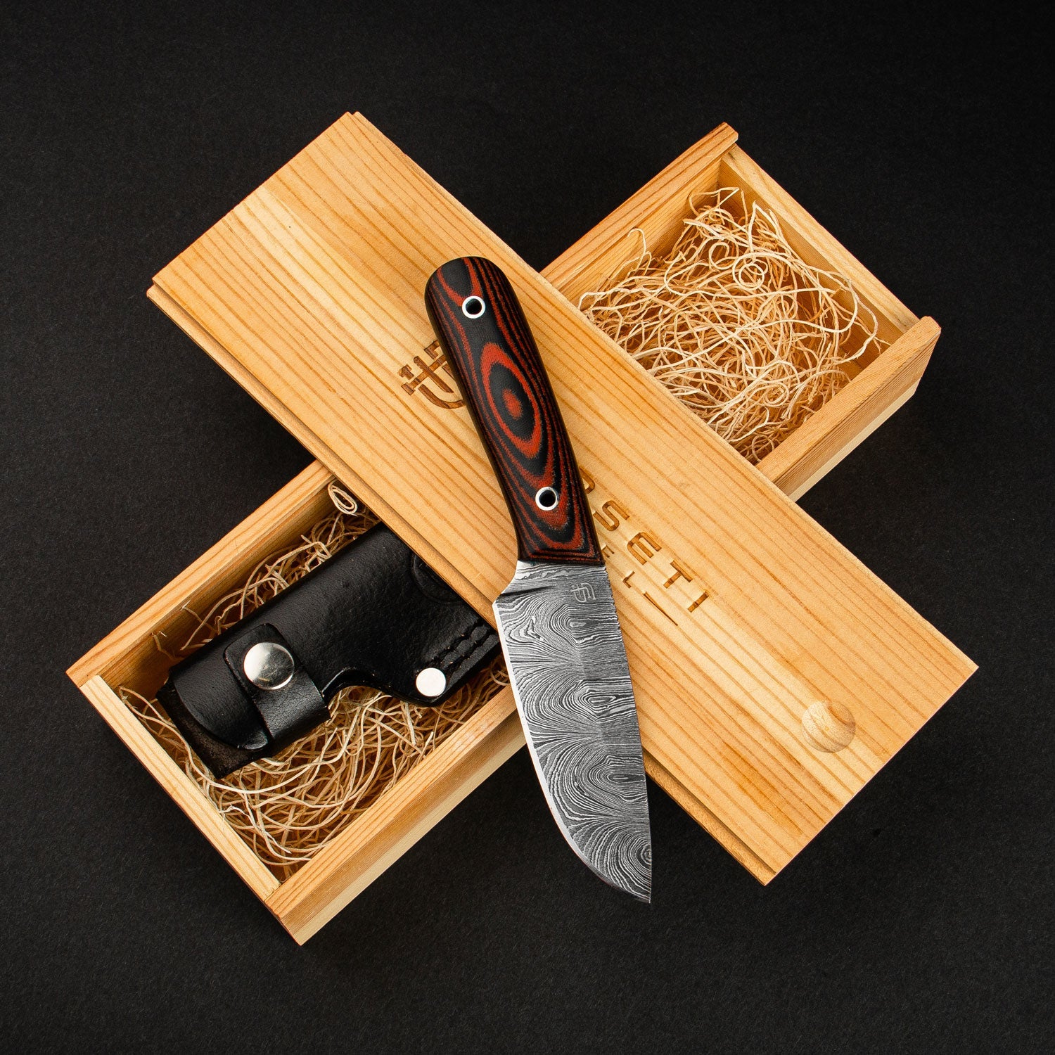 Hand-Forged Damascus Steel EDC Knife - Orange and Black G10