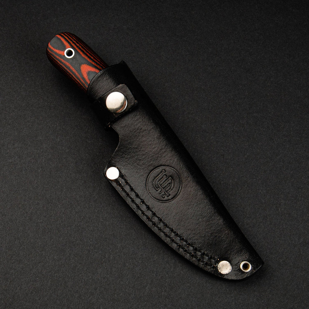 Hand-Forged Damascus Steel EDC Knife - Orange and Black G10