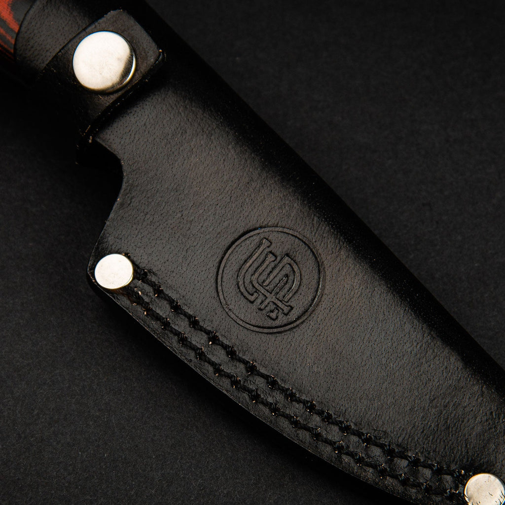 Hand-Forged Damascus Steel EDC Knife - Orange and Black G10