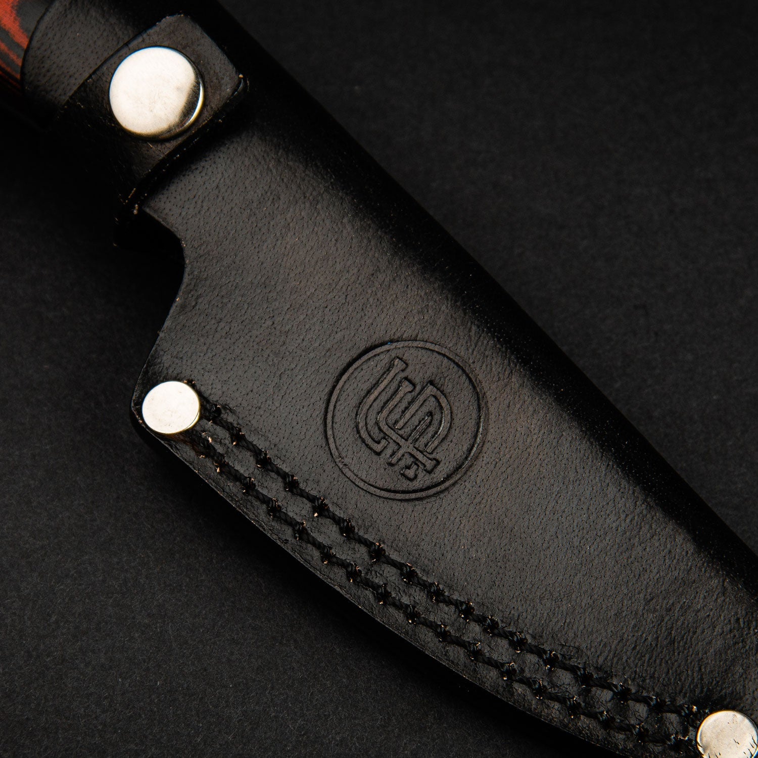 Hand-Forged Damascus Steel EDC Knife - Orange and Black G10