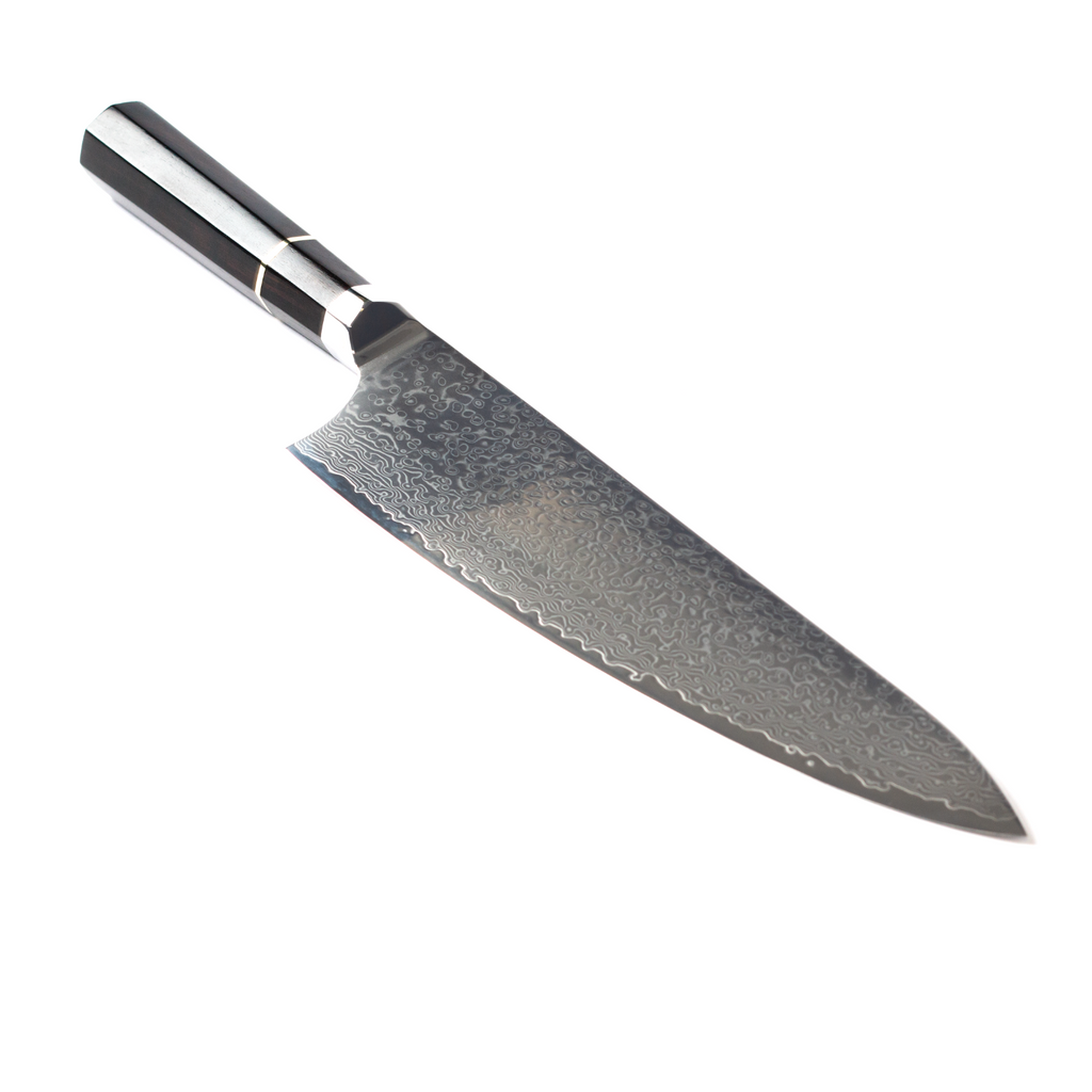 Octad Japanese Damascus Steel 9" Chef Knife with Ebony Handle