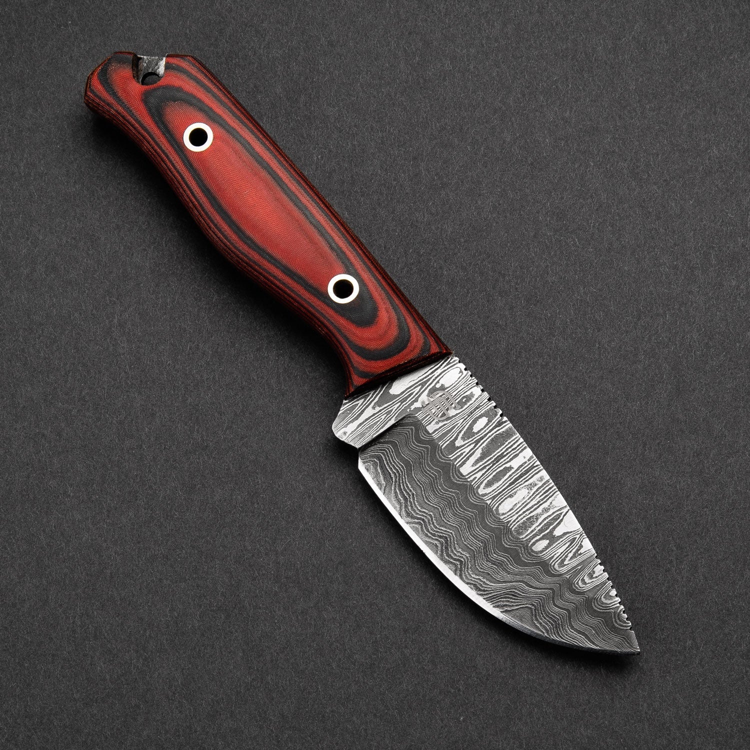 Hunter Hand-Forged Damascus Steel Skinner - Orange and Black G10
