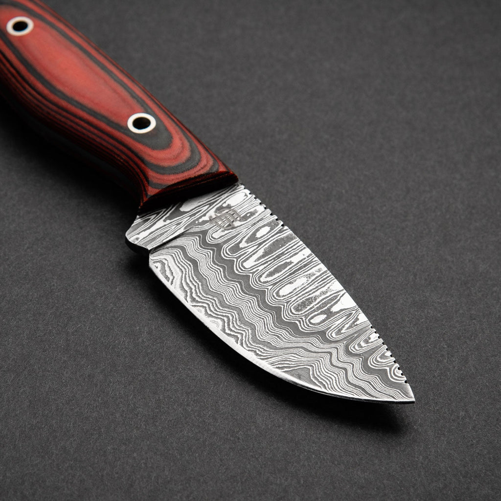 Hunter Hand-Forged Damascus Steel Skinner - Orange and Black G10