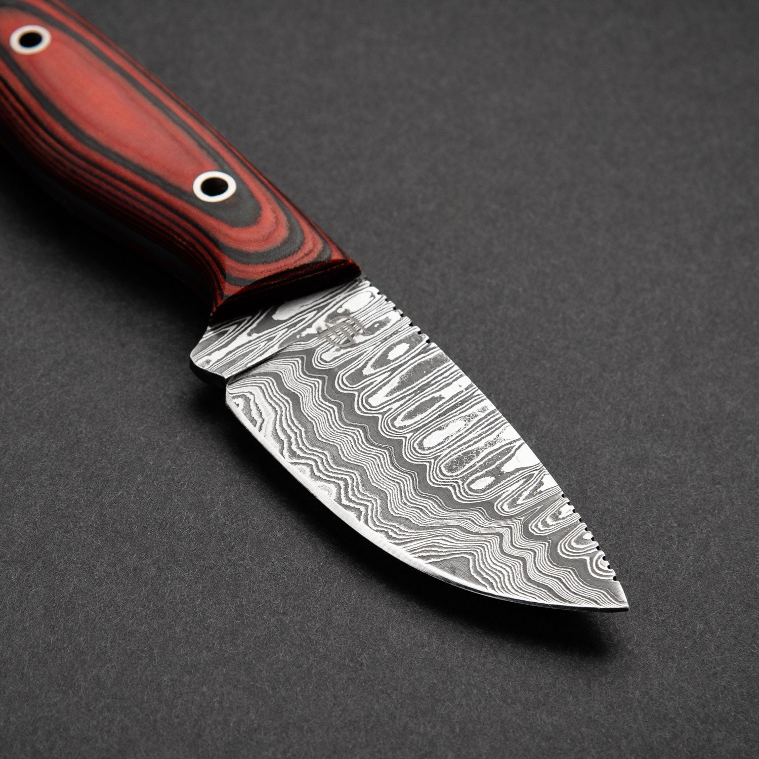 Hunter Hand-Forged Damascus Steel Skinner - Orange and Black G10