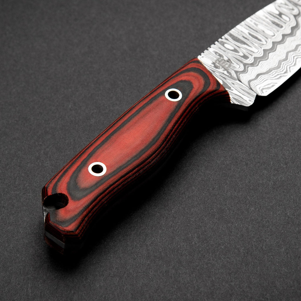 Hunter Hand-Forged Damascus Steel Skinner - Orange and Black G10