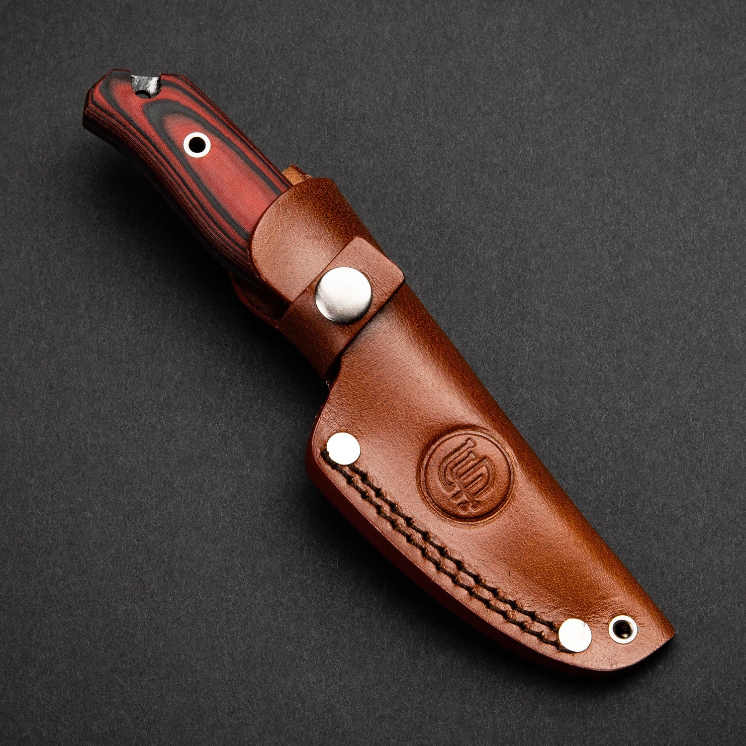 Hunter Hand-Forged Damascus Steel Skinner - Orange and Black G10