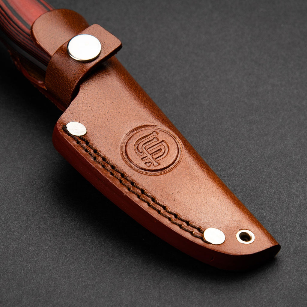 Hunter Hand-Forged Damascus Steel Skinner - Orange and Black G10