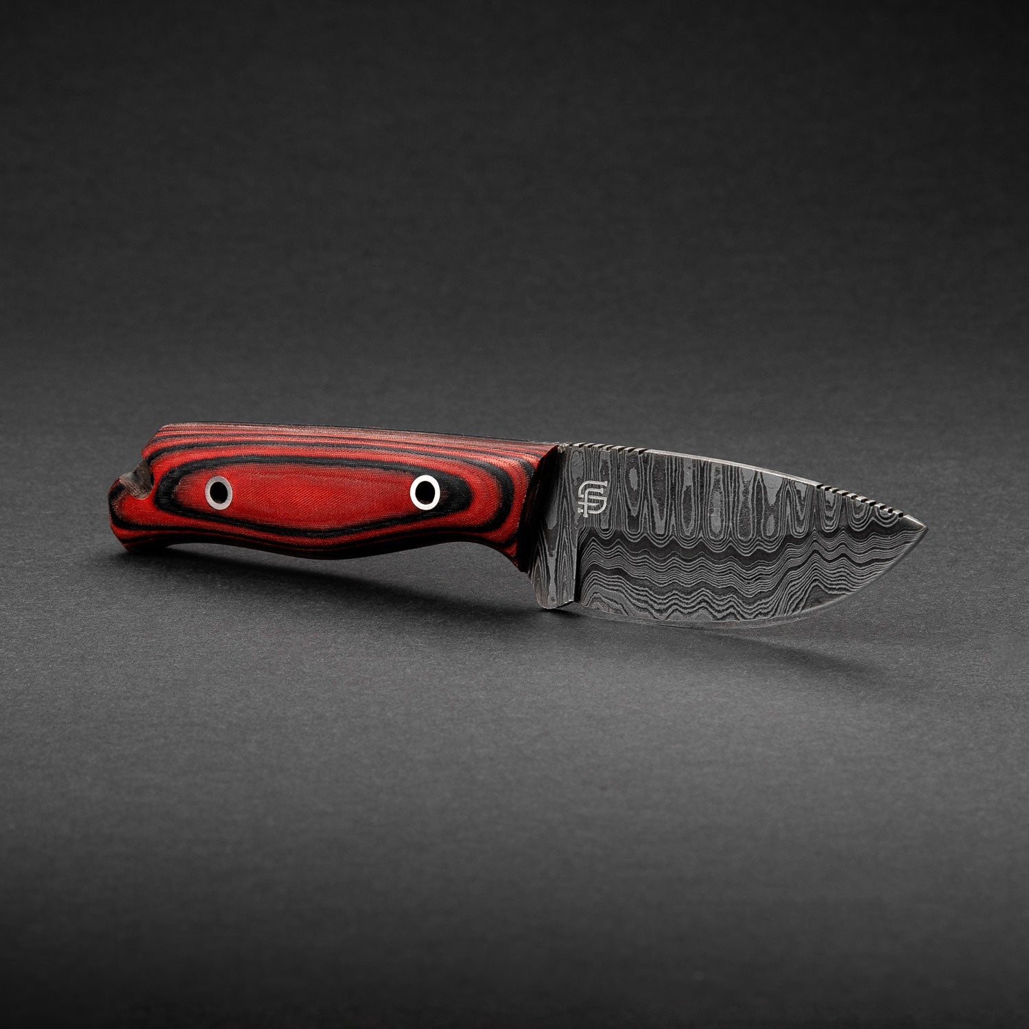 Hunter Hand-Forged Damascus Steel Skinner - Orange and Black G10